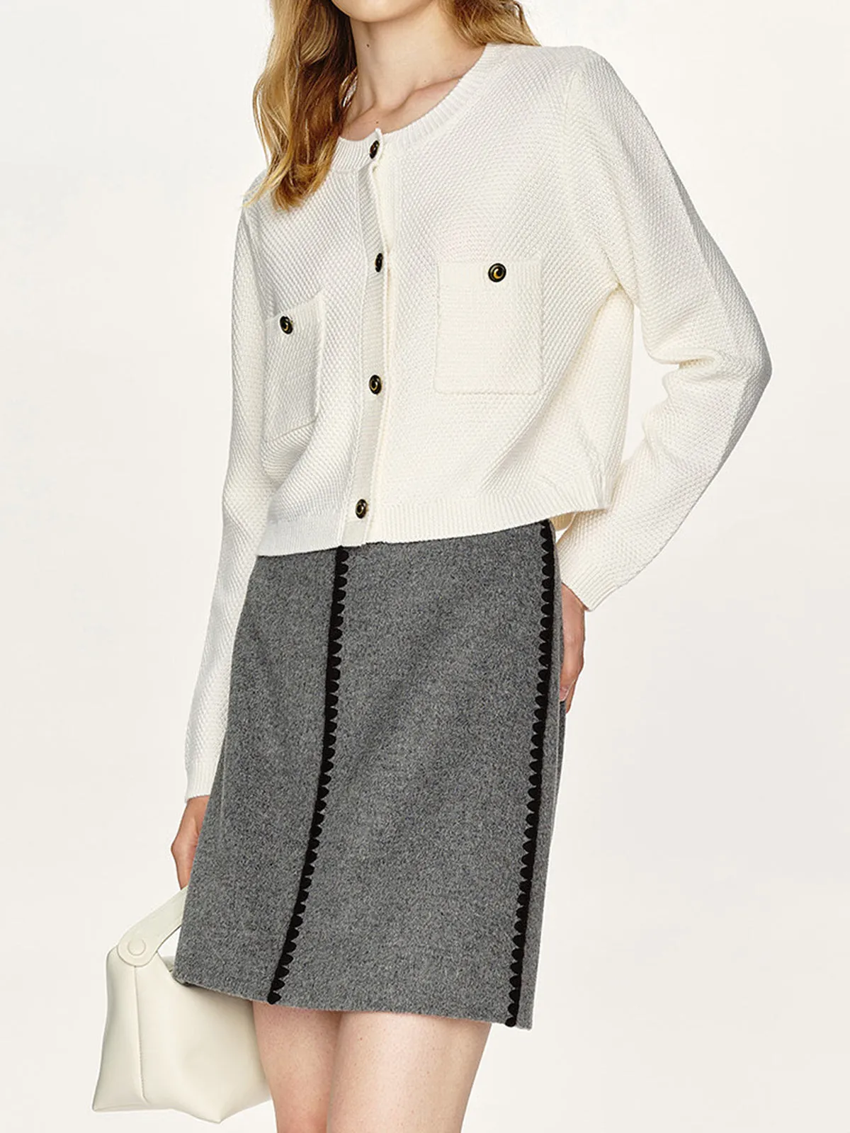 Embroidered Contrast Trim Zipper Skirt sold by COMMENSE product image thumbnail 2