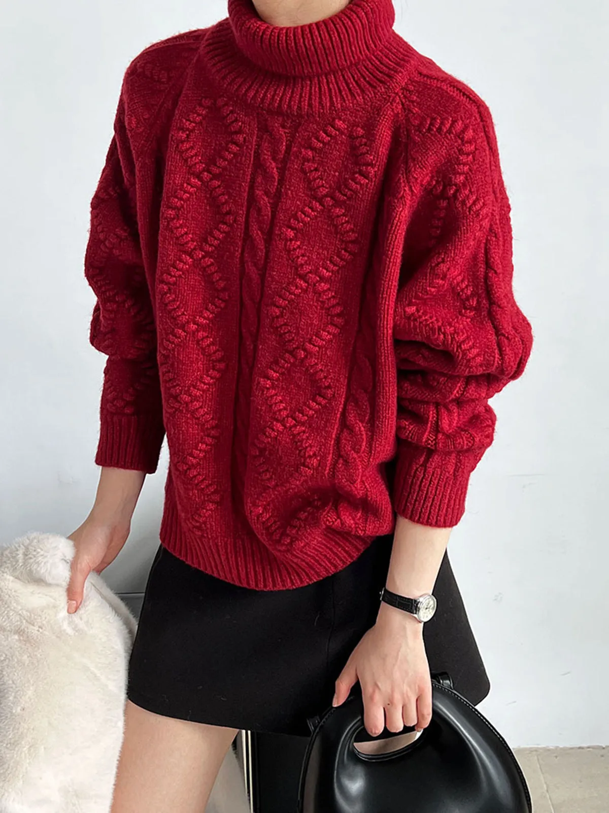 Casual Turtleneck Twist Sweater sold by COMMENSE
