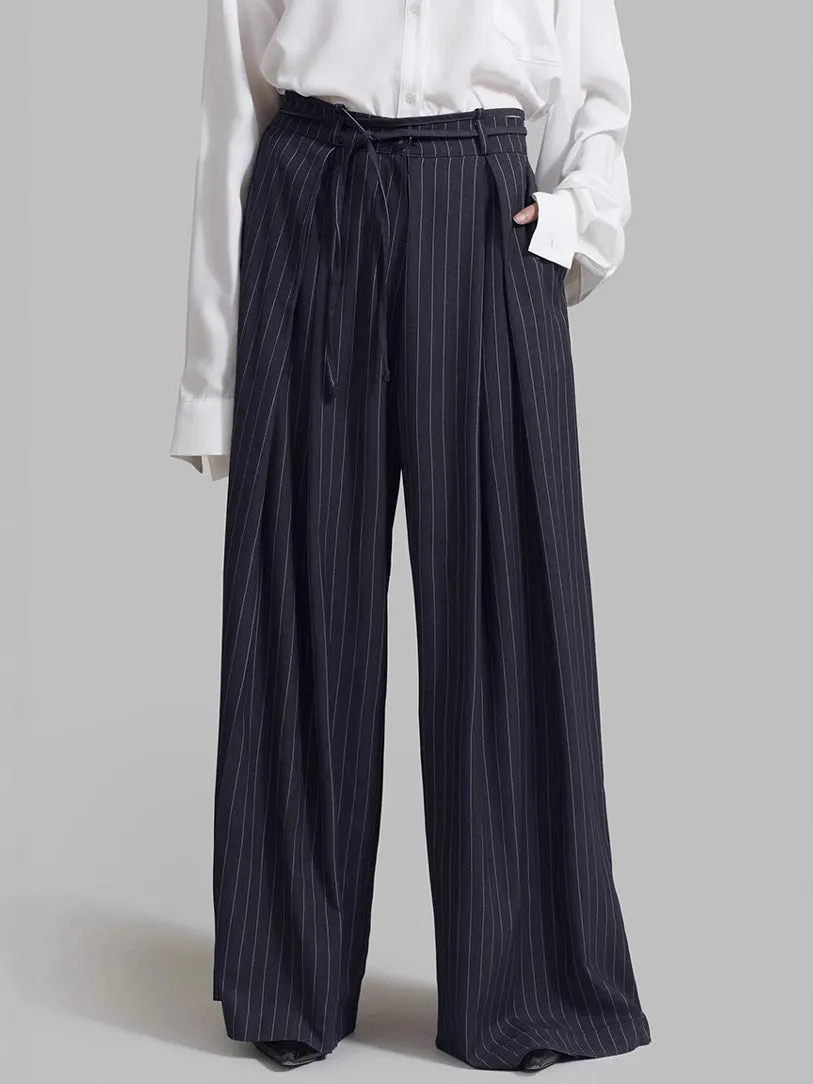 Drawstring Pinstripe Wide-Leg Pants sold by COMMENSE product image thumbnail 5