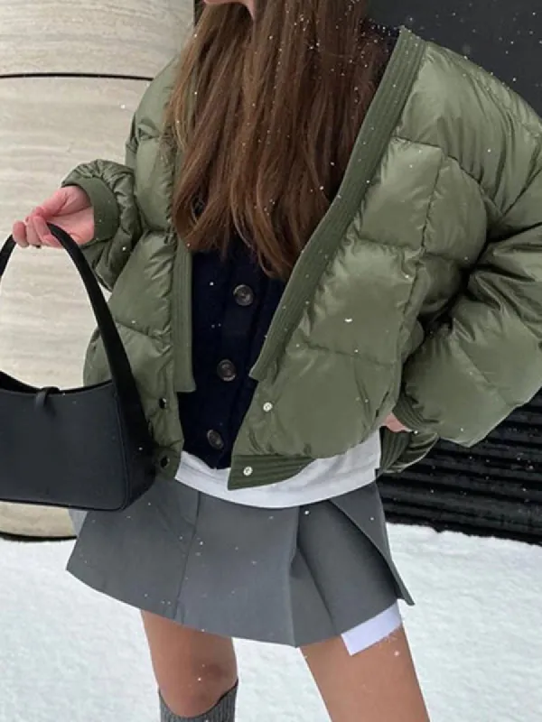 Quilted Button Winter Coat sold by COMMENSE