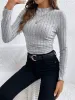 Minimalist Mock Neck Ribbed Top sold by COMMENSE