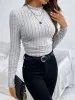 Minimalist Mock Neck Ribbed Top sold by COMMENSE