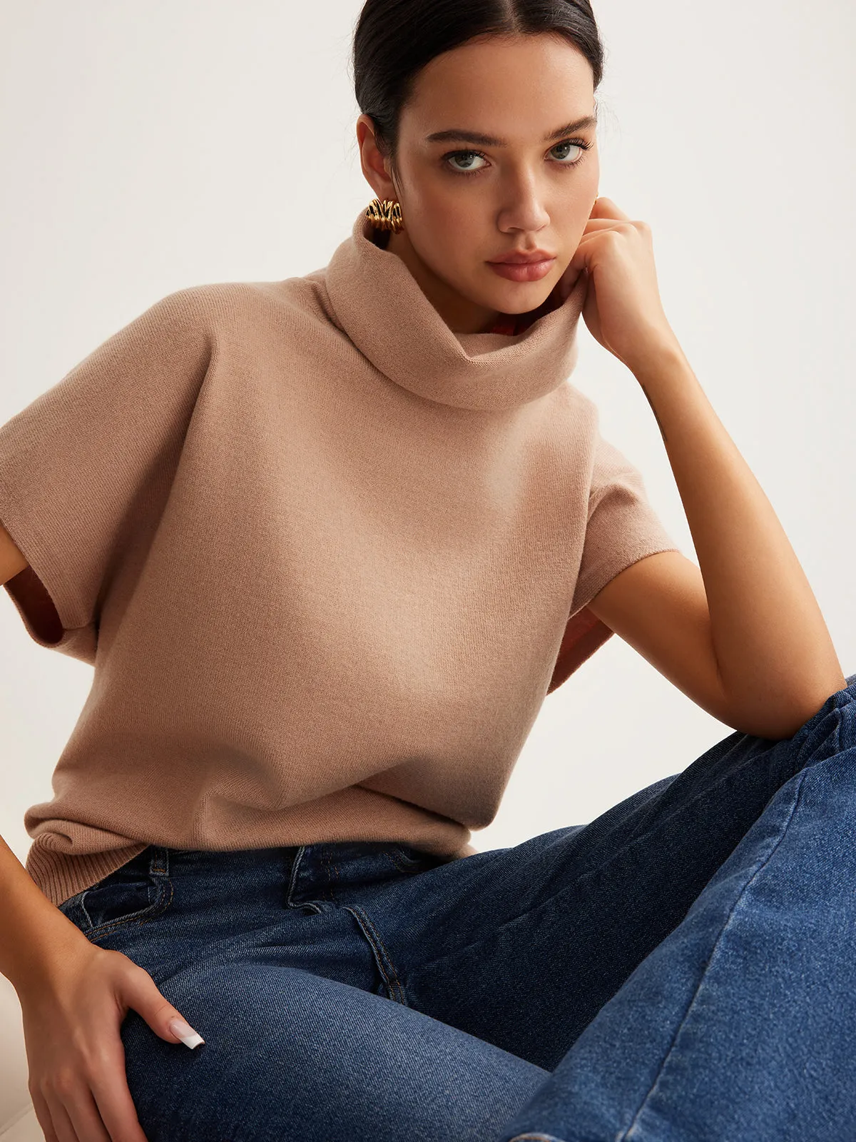 Wool-Blend Turtleneck Sweater Vest sold by COMMENSE