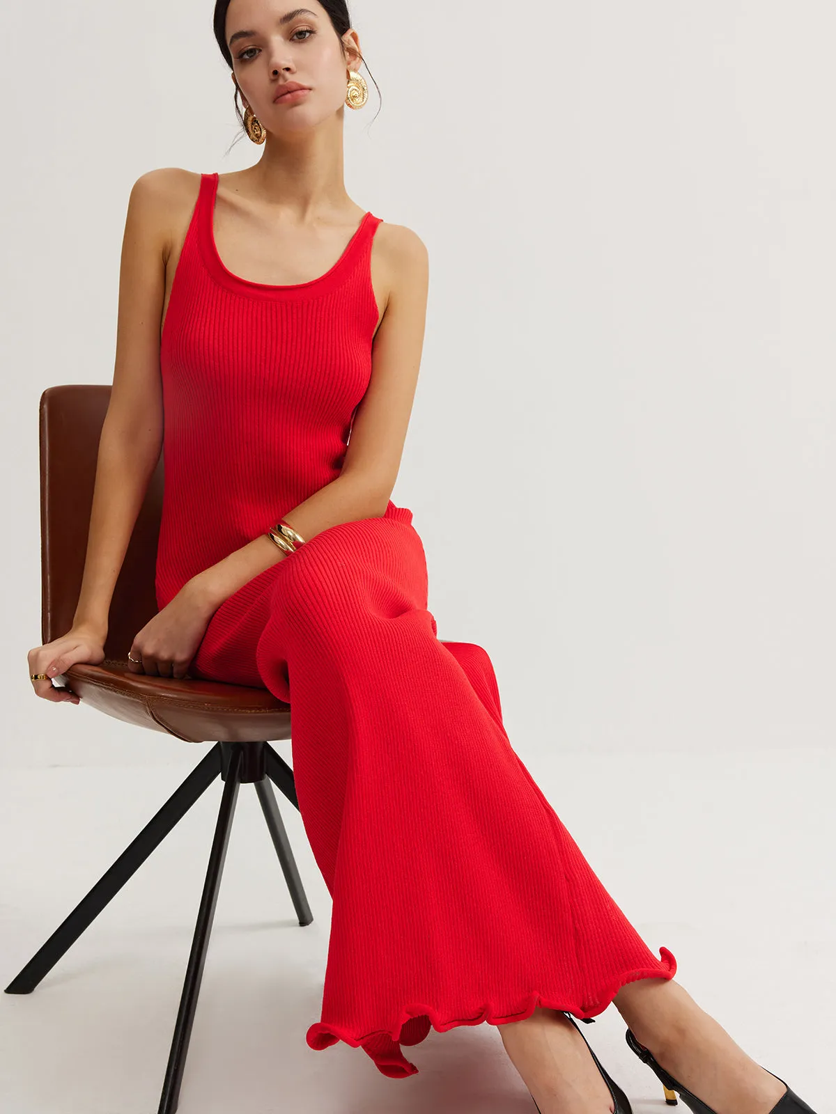 Wave Trim Knit Cami Dress sold by COMMENSE product image thumbnail 3