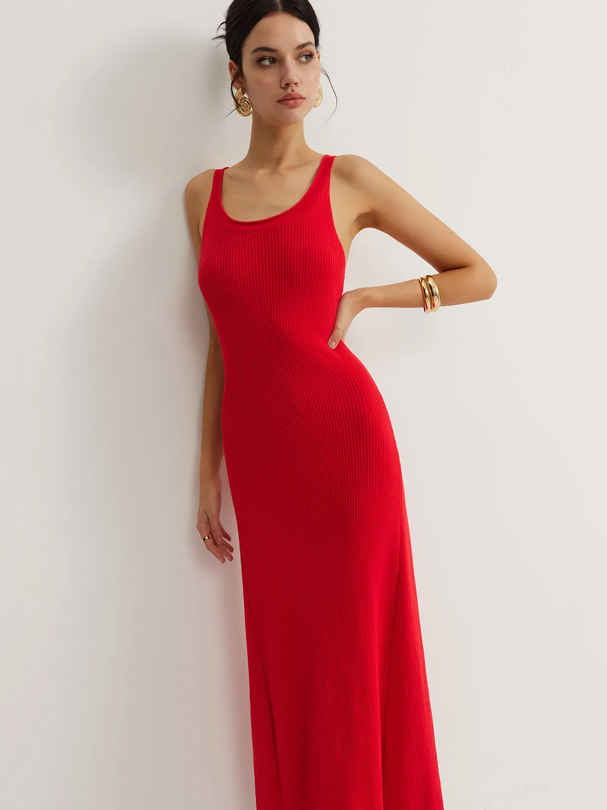 Wave Trim Knit Cami Dress sold by COMMENSE product image thumbnail 4