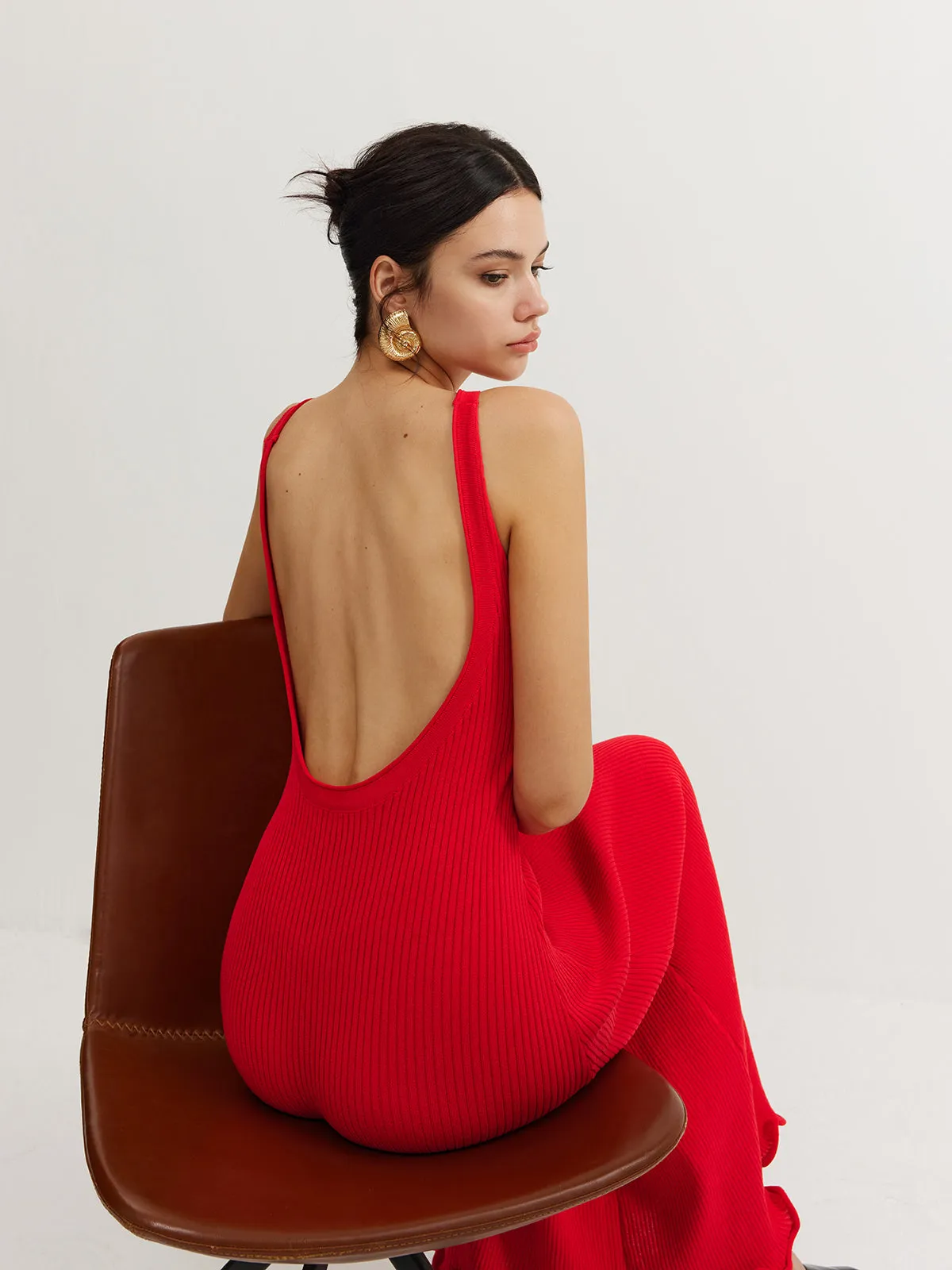 Wave Trim Knit Cami Dress sold by COMMENSE