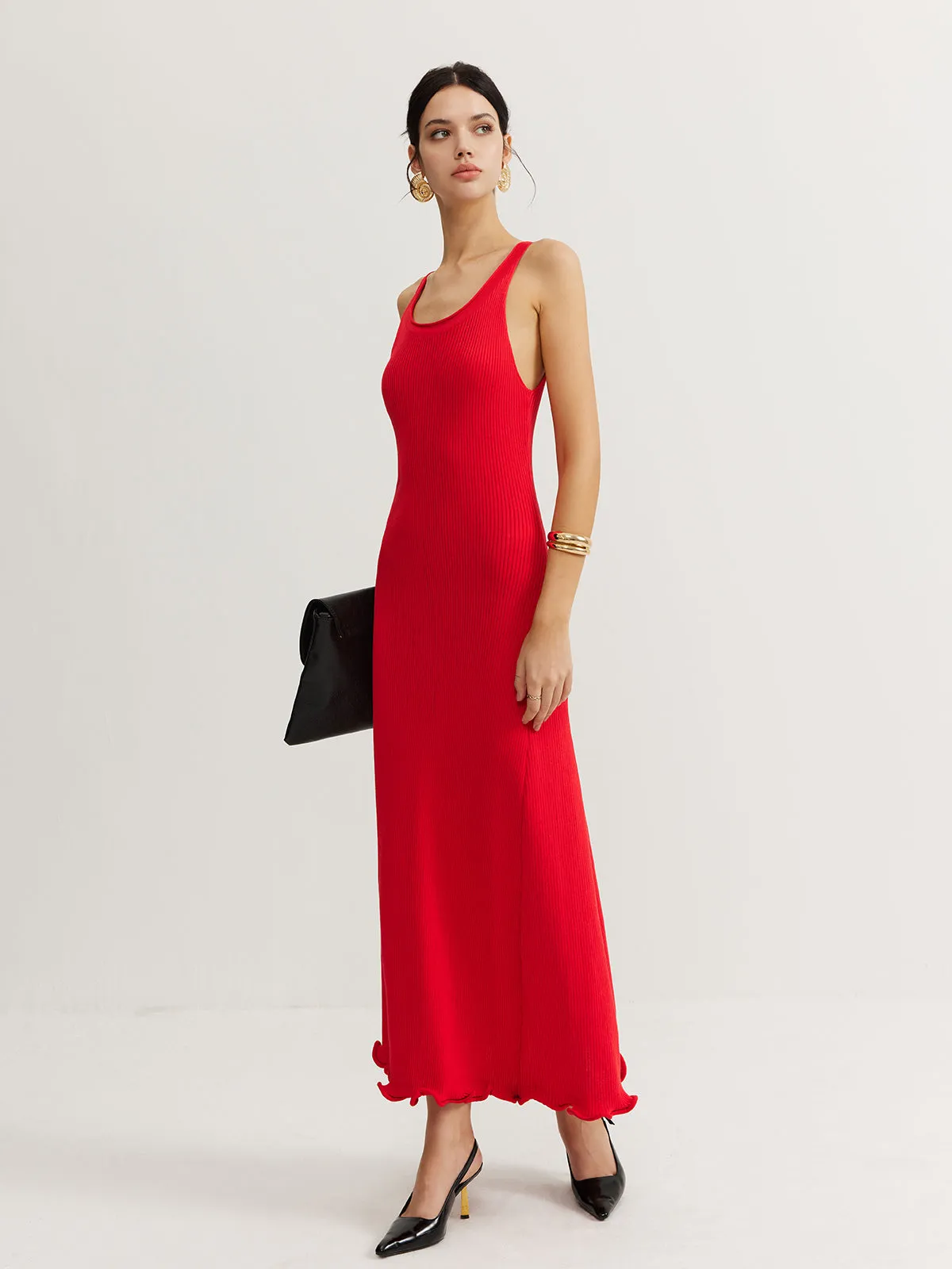 Wave Trim Knit Cami Dress sold by COMMENSE product image thumbnail 5