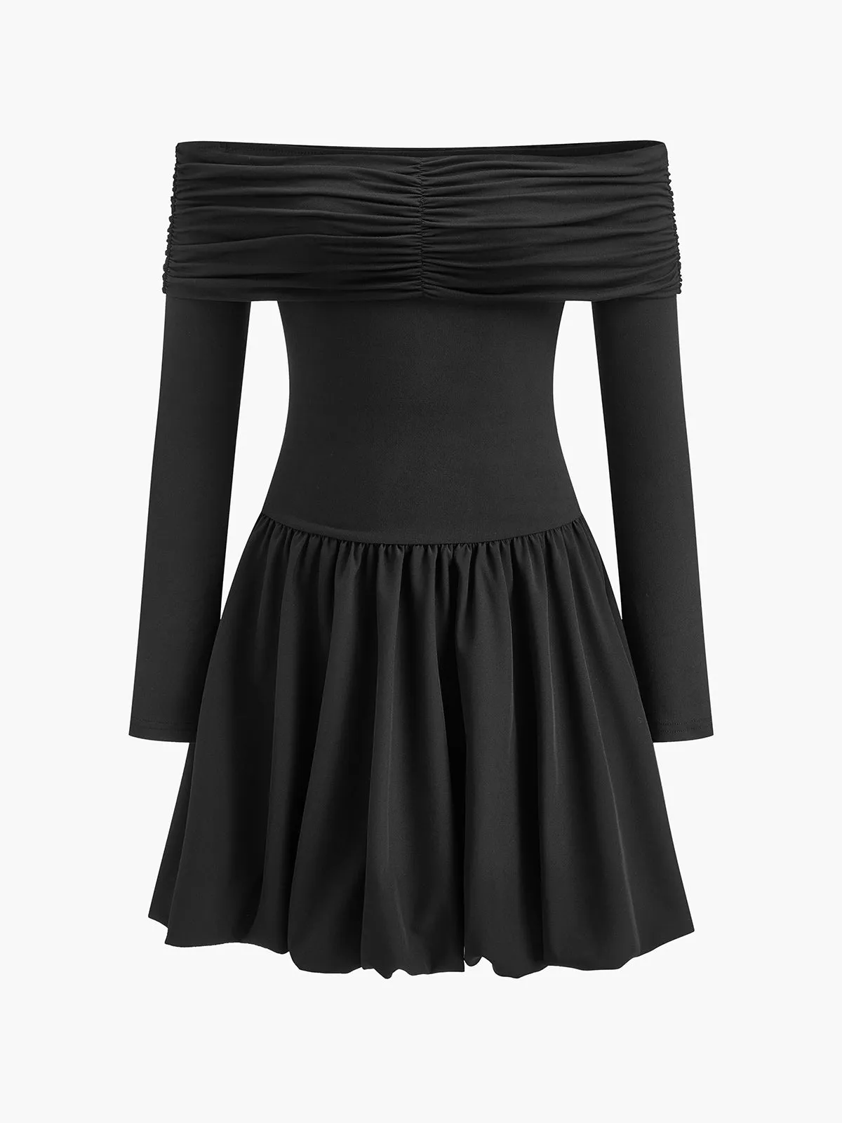 Straight-Shoulder Bud Waist Jersey Dress sold by COMMENSE product image thumbnail 2