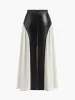 Color Block Pleated Faux Leather Panel Skirt sold by COMMENSE
