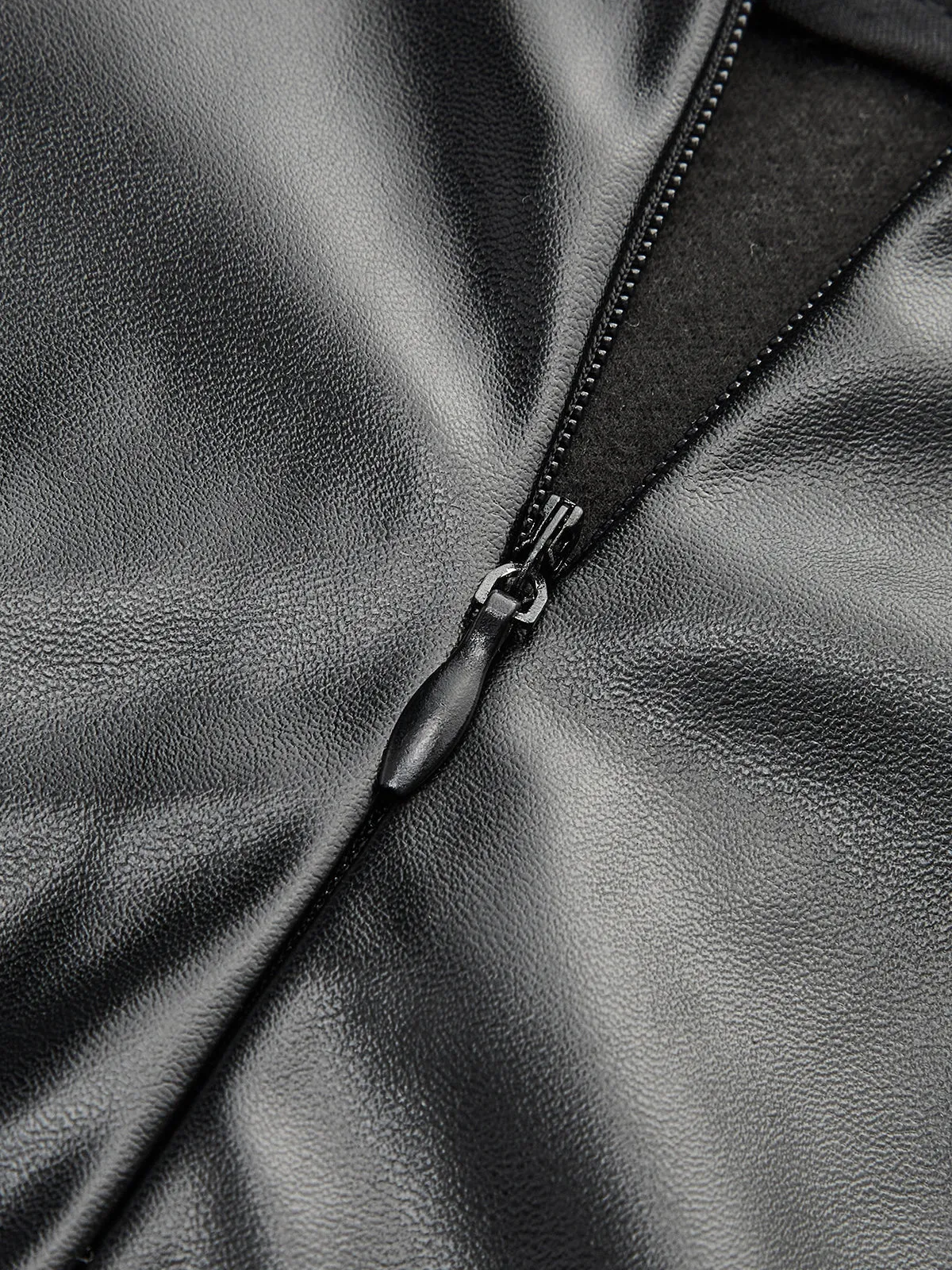 Color Block Pleated Faux Leather Panel Skirt sold by COMMENSE product image thumbnail 3