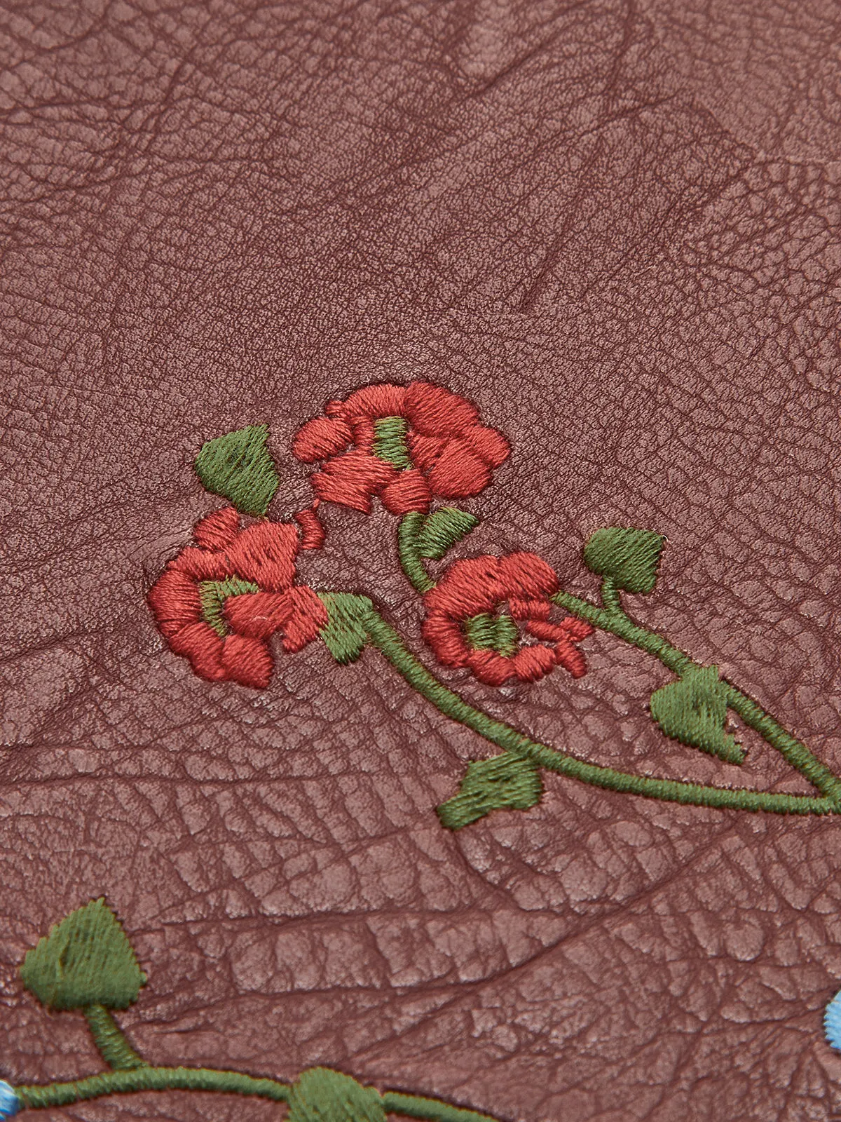 Floral Embroidery Faux Leather Skirt sold by COMMENSE product image thumbnail 2