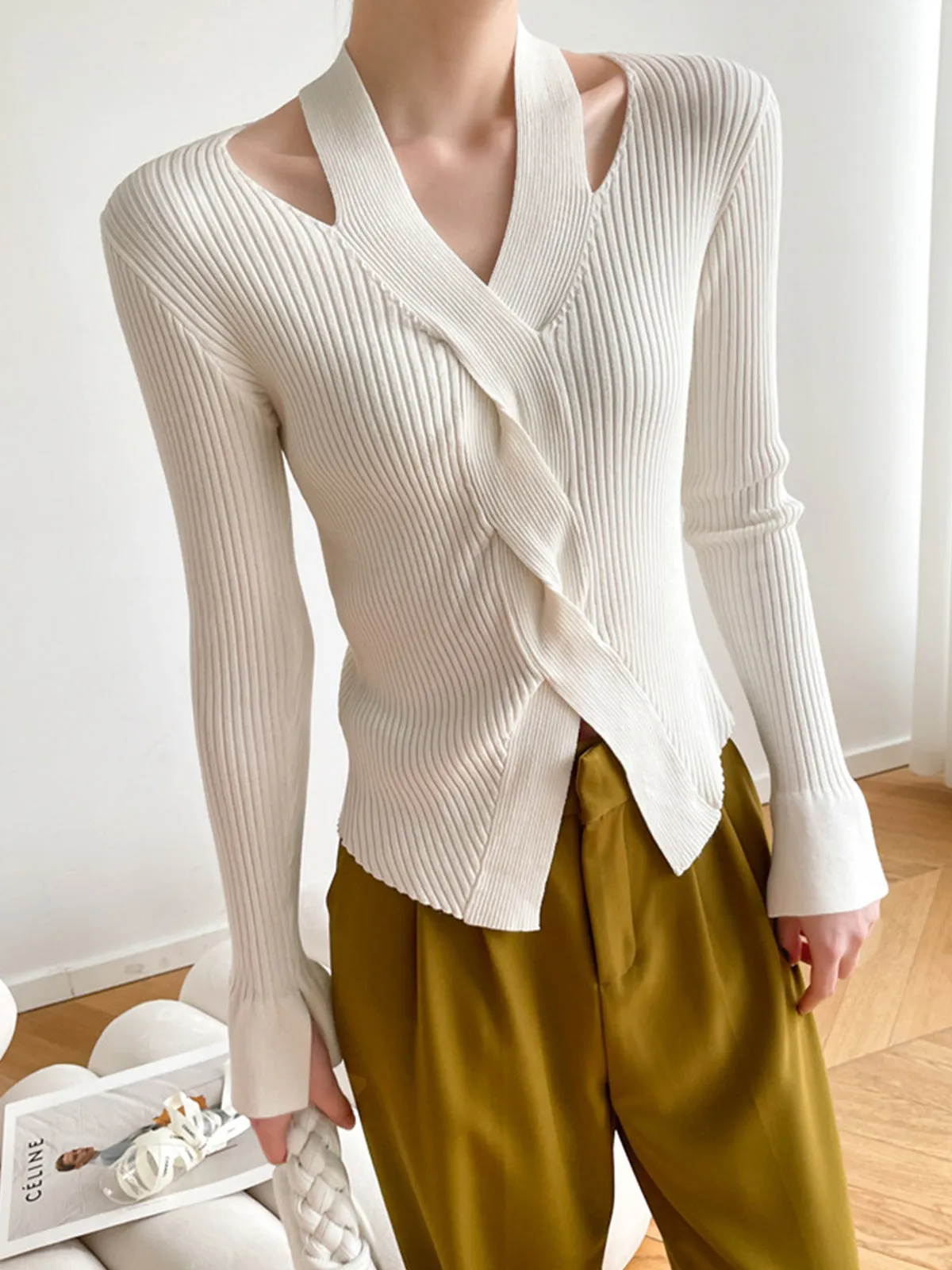 Criss Cross Halter Sweater sold by COMMENSE product image thumbnail 2