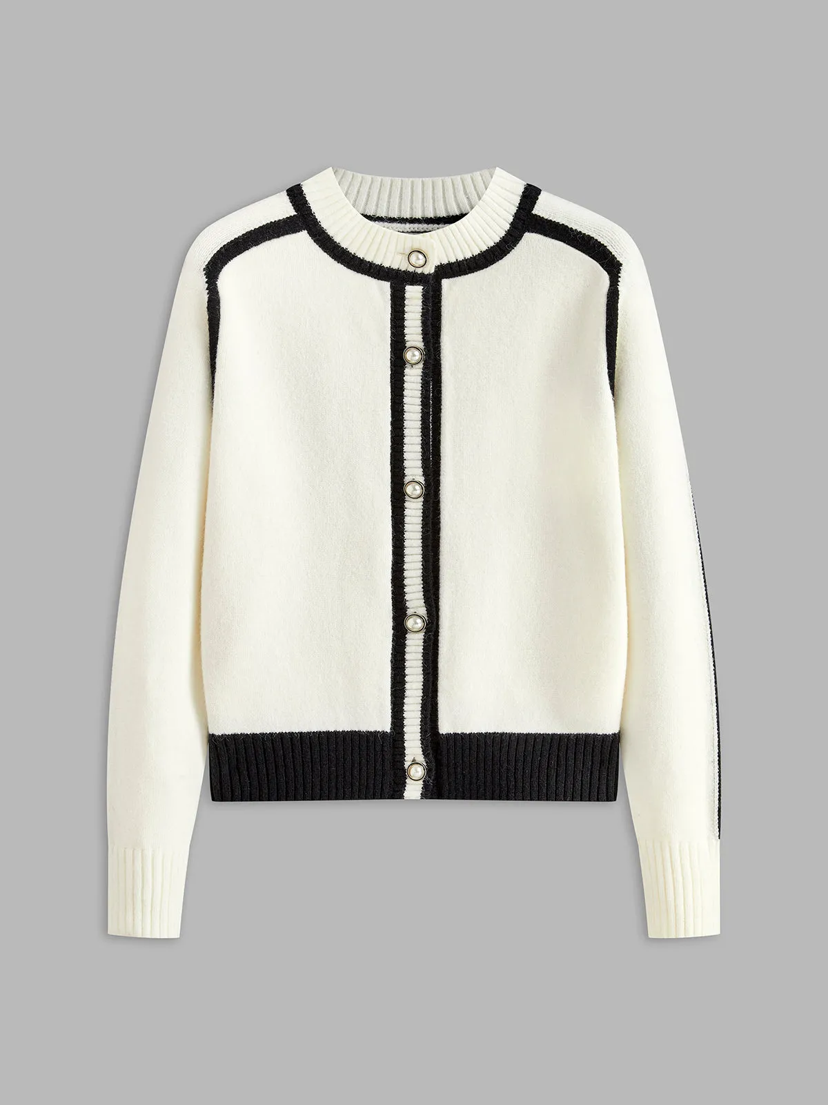 Elegant Contrast Trim Breasted Cardigan sold by COMMENSE product image thumbnail 2