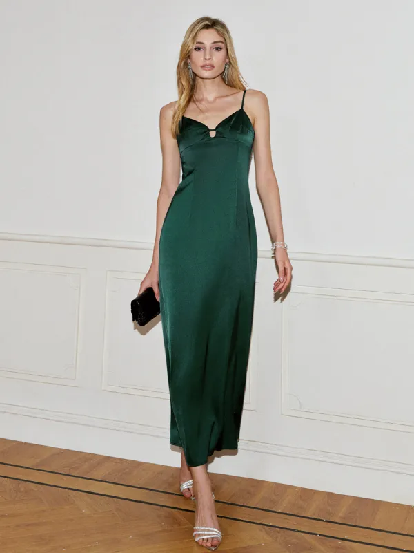 Retro Cutout Satin Cami Dress sold by COMMENSE