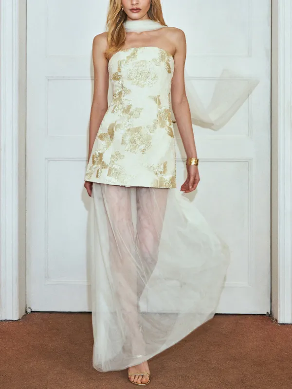 Two Way Floral Tube Dress With Streamers sold by COMMENSE