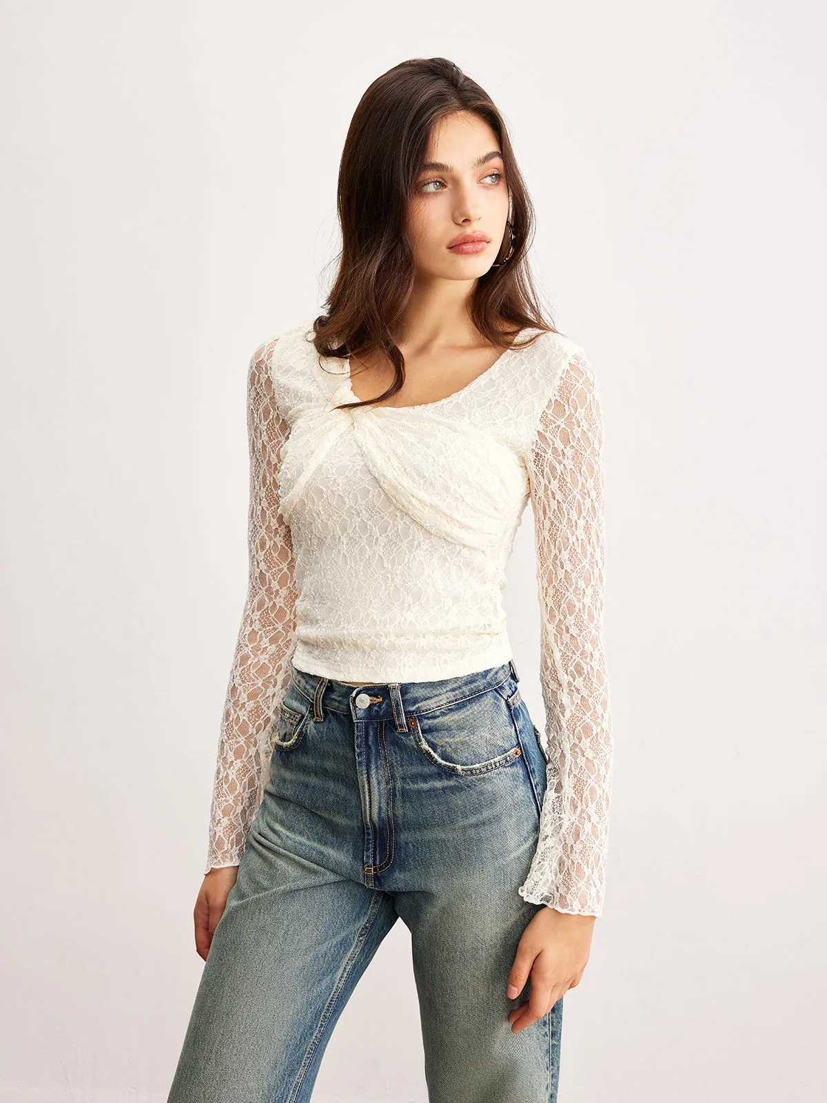 Romance Knotted Lace Top sold by COMMENSE product image thumbnail 5