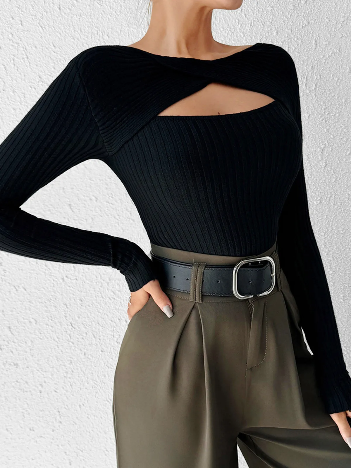 Cutout Skinny Knit Top sold by COMMENSE product image thumbnail 5