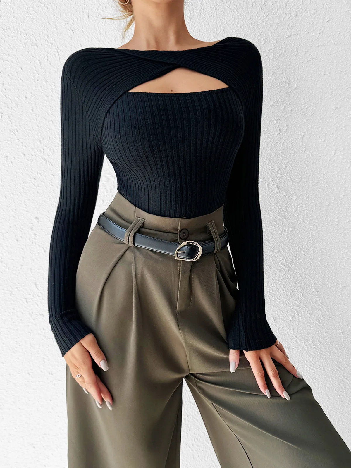 Cutout Skinny Knit Top sold by COMMENSE product image thumbnail 3