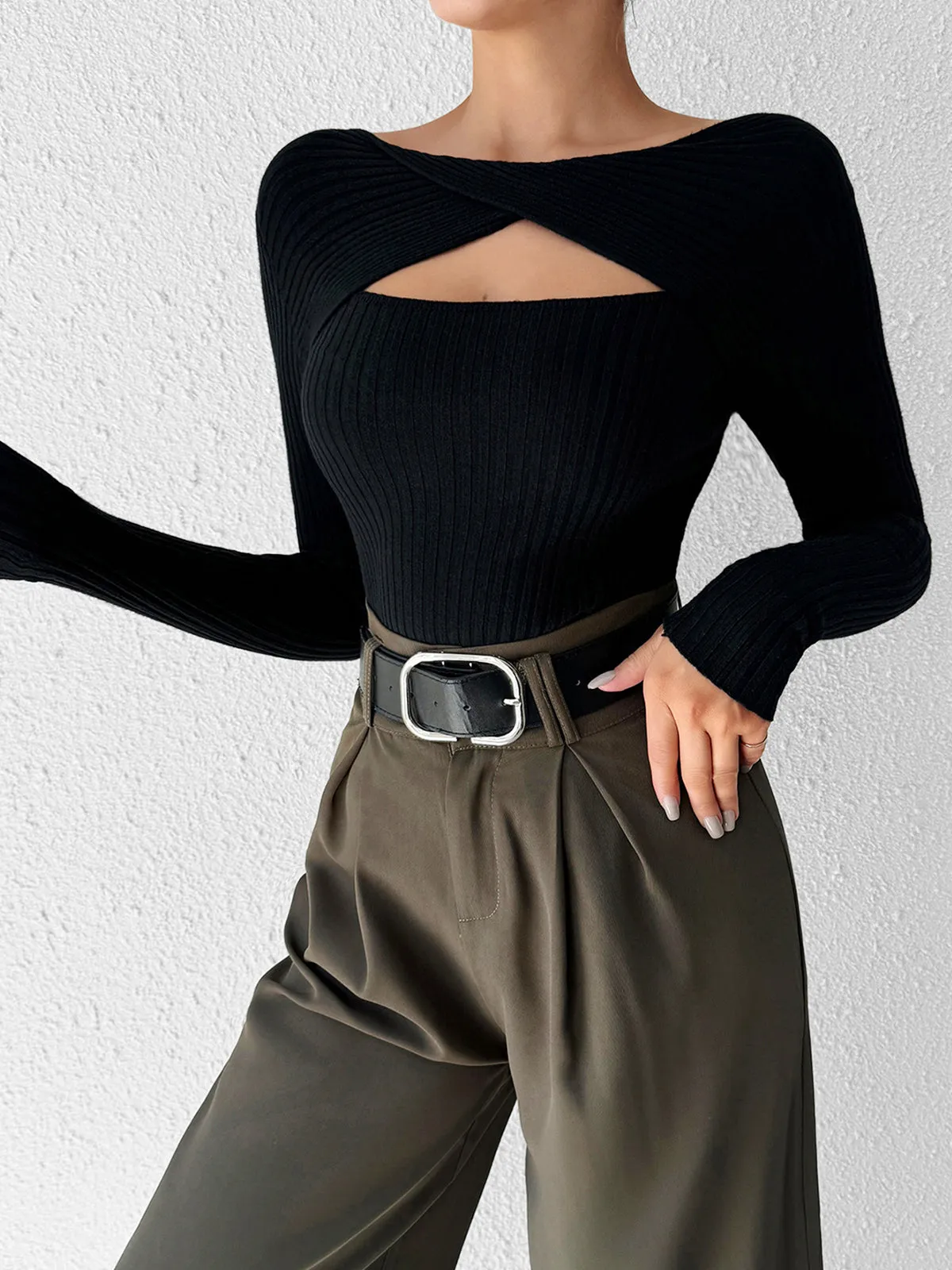 Cutout Skinny Knit Top sold by COMMENSE product image thumbnail 4