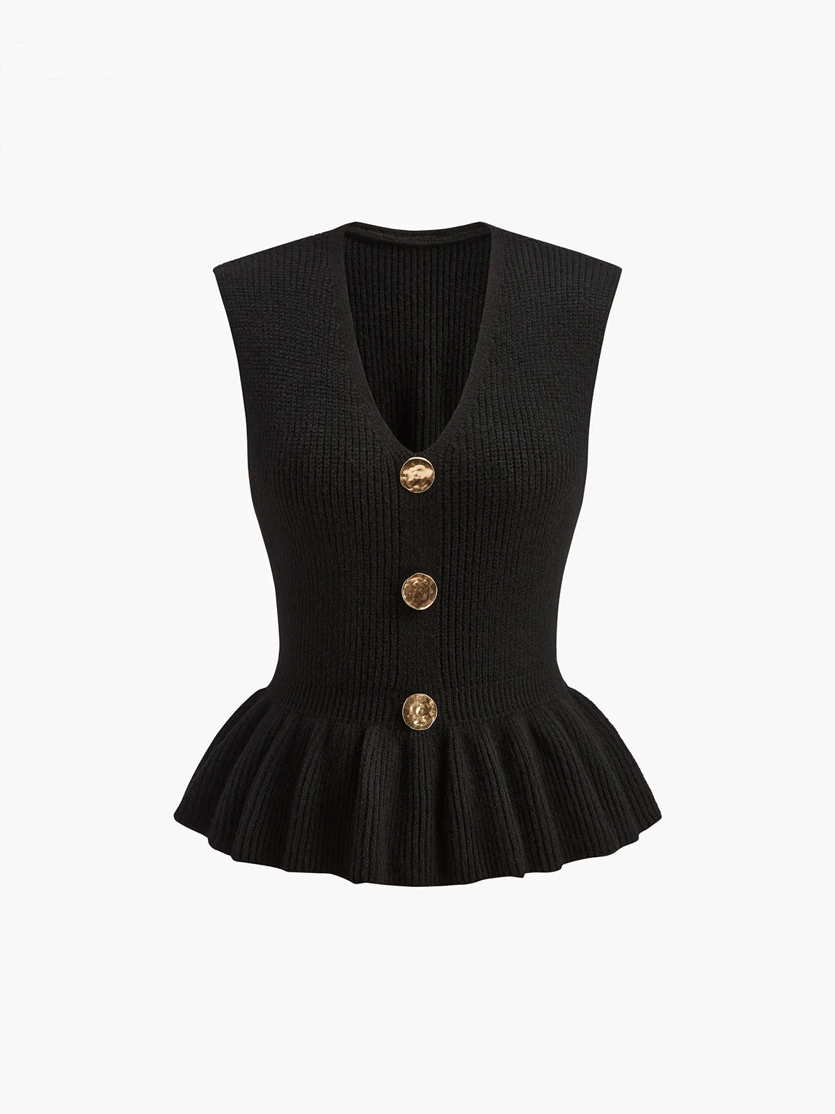 Ribbed Ruffle Sweater Vest sold by COMMENSE