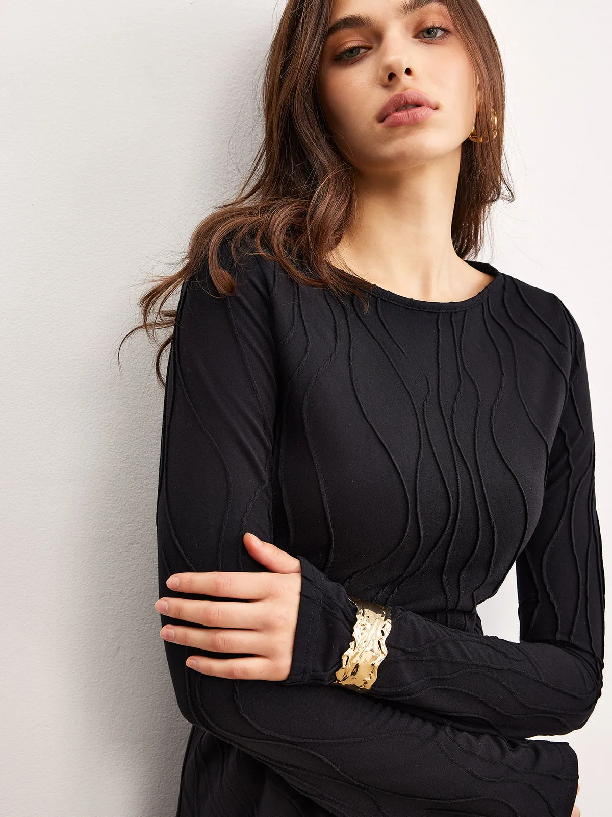 Plain Piping Jersey Dress sold by COMMENSE product image thumbnail 2