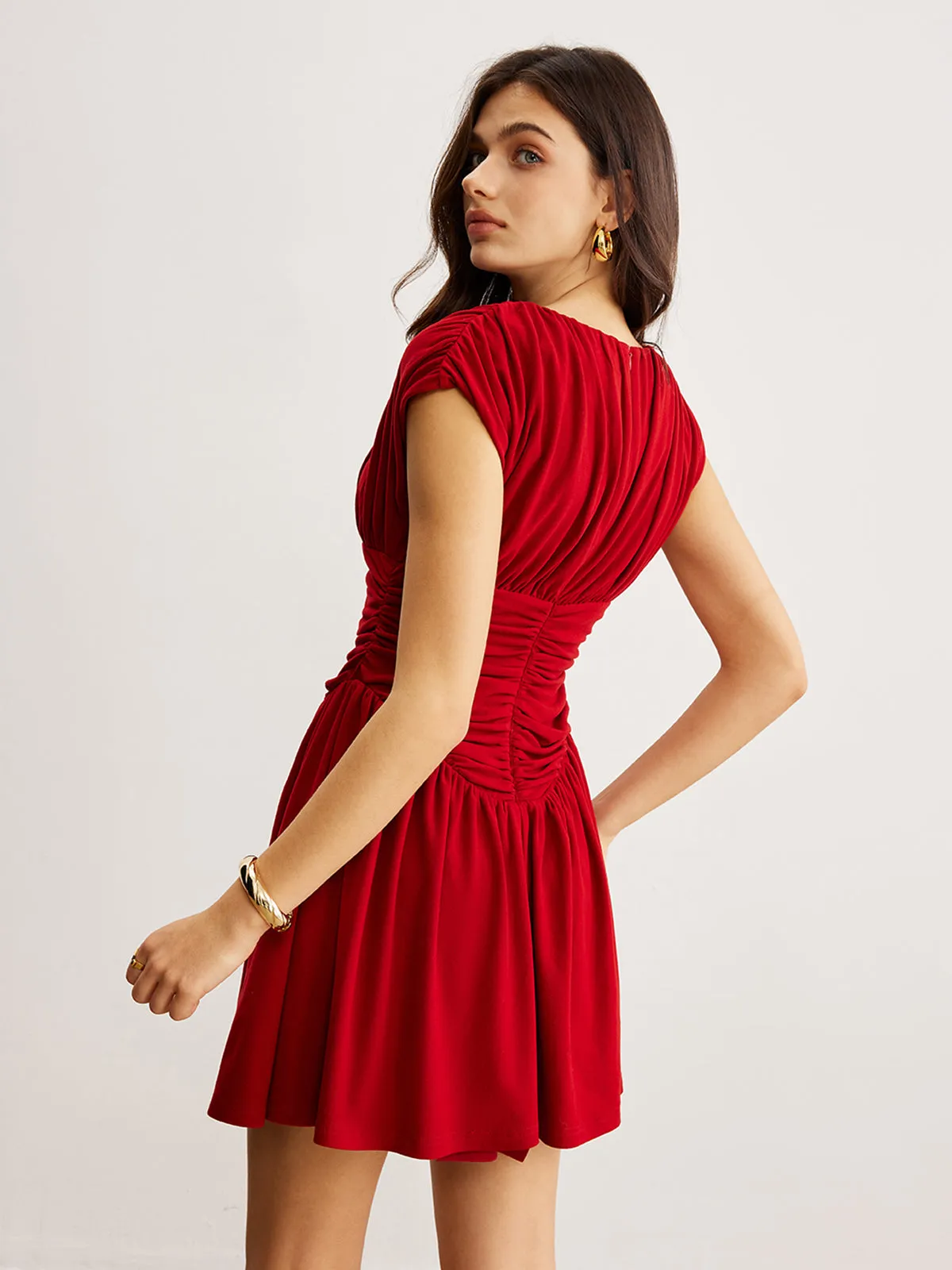 Elegant Pleated Ruffle Dress sold by COMMENSE product image thumbnail 5