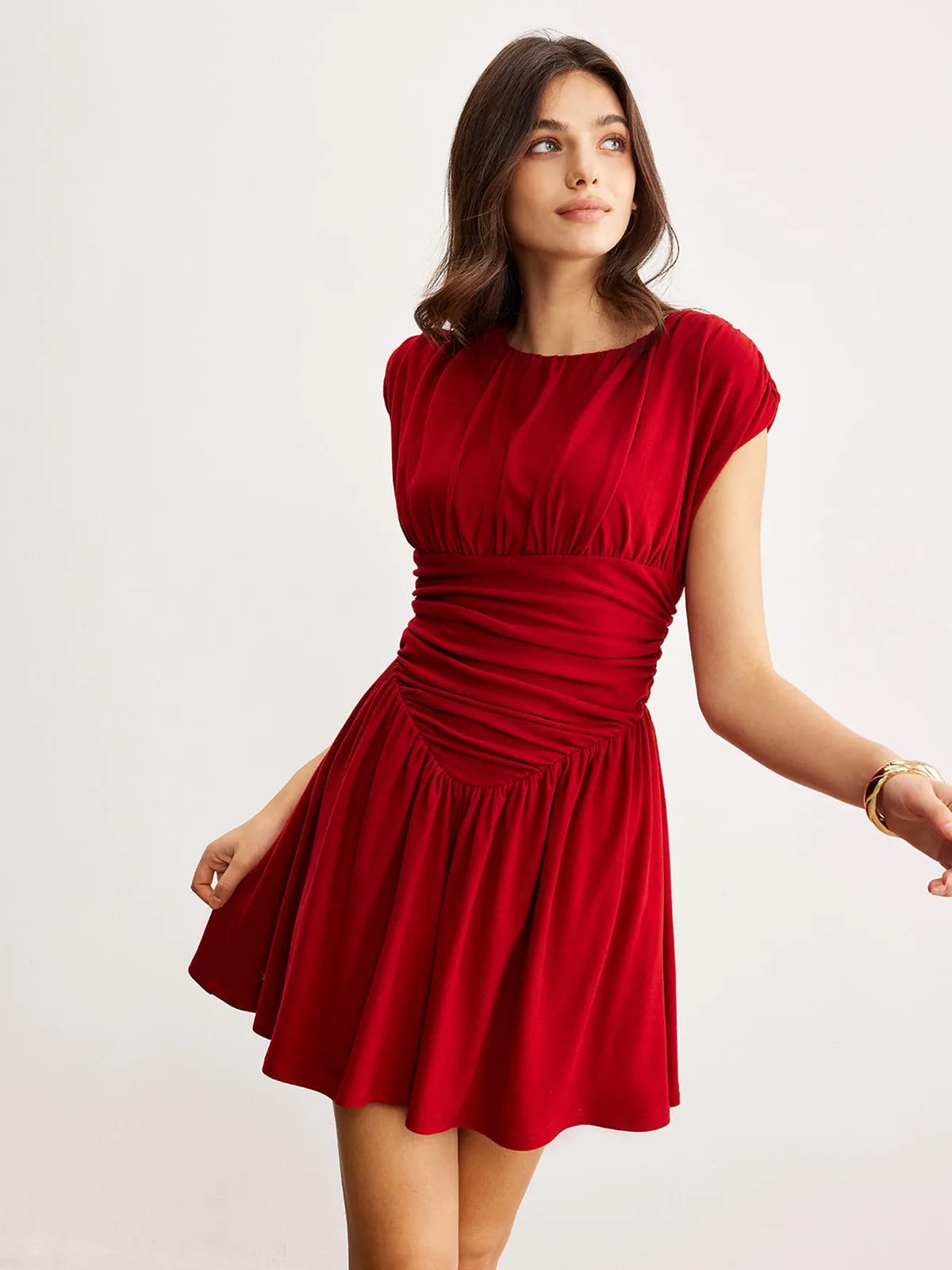 Elegant Pleated Ruffle Dress sold by COMMENSE product image thumbnail 2