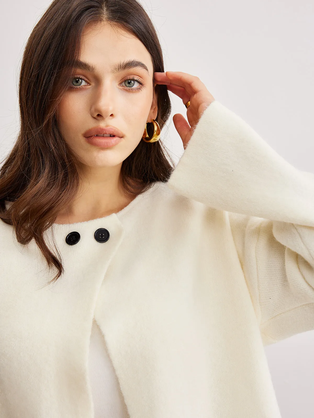 Minimalist Button Split Cardigan sold by COMMENSE product image thumbnail 4