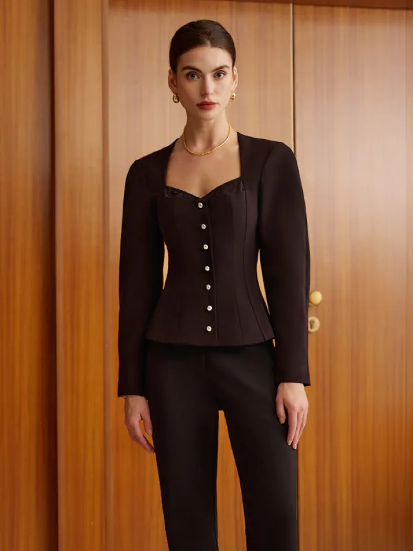 Sweetheart Neckline Slim Blouse sold by COMMENSE