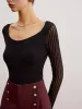 Ribbed Sheer Sleeve Sweater sold by COMMENSE