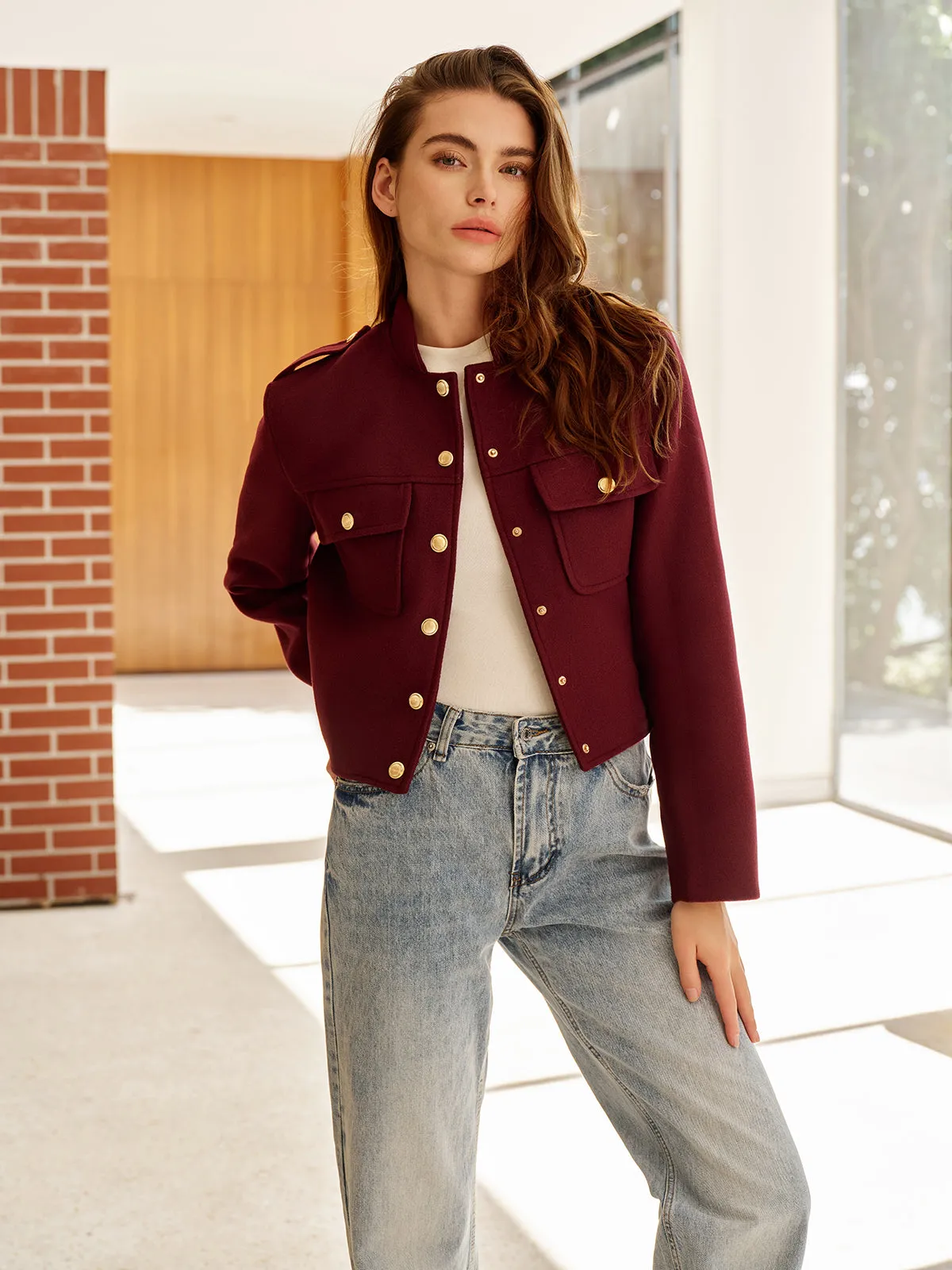 Stand Collar Button Jacket sold by COMMENSE product image thumbnail 3