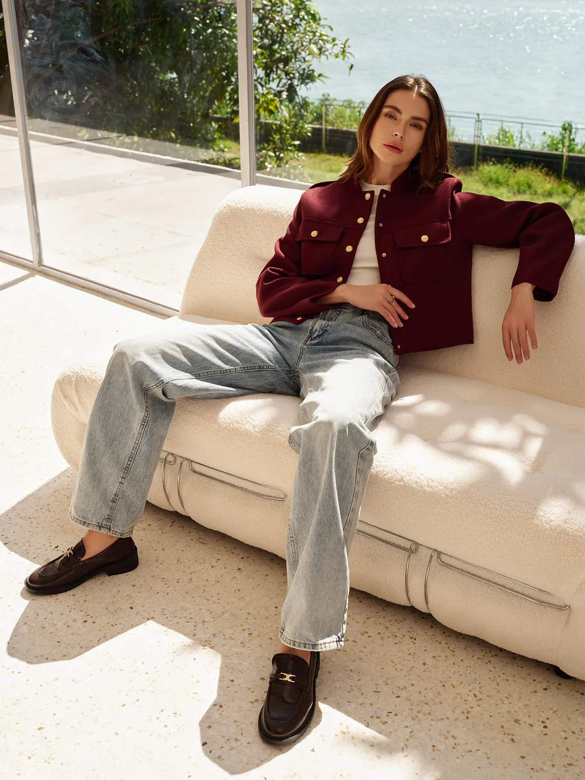 Stand Collar Button Jacket sold by COMMENSE product image thumbnail 4