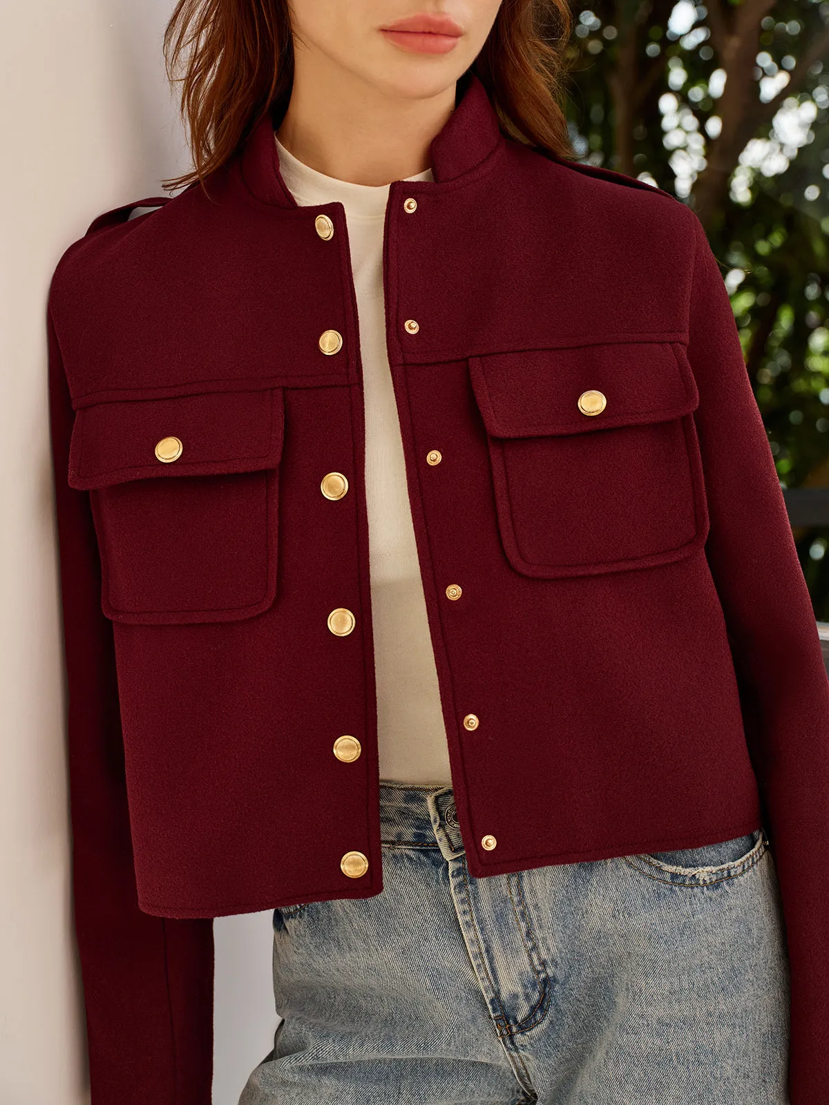 Stand Collar Button Jacket sold by COMMENSE product image thumbnail 2