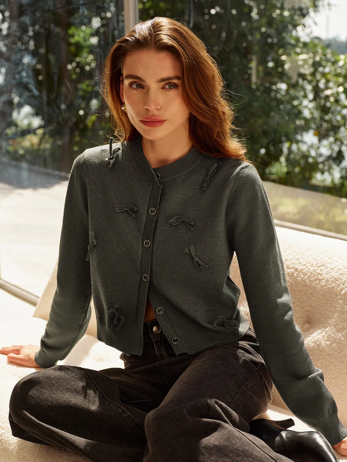 Bow Decor Breasted Cardigan sold by COMMENSE product image thumbnail 4