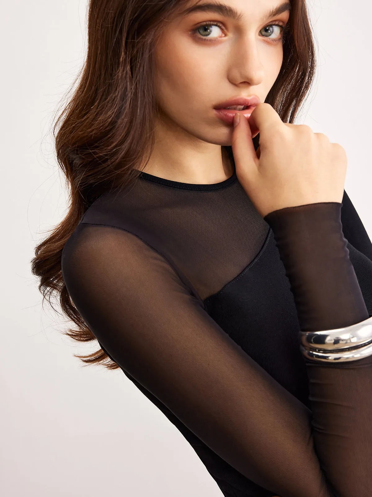 Asymmetrical Panel Jersey Top sold by COMMENSE product image thumbnail 5