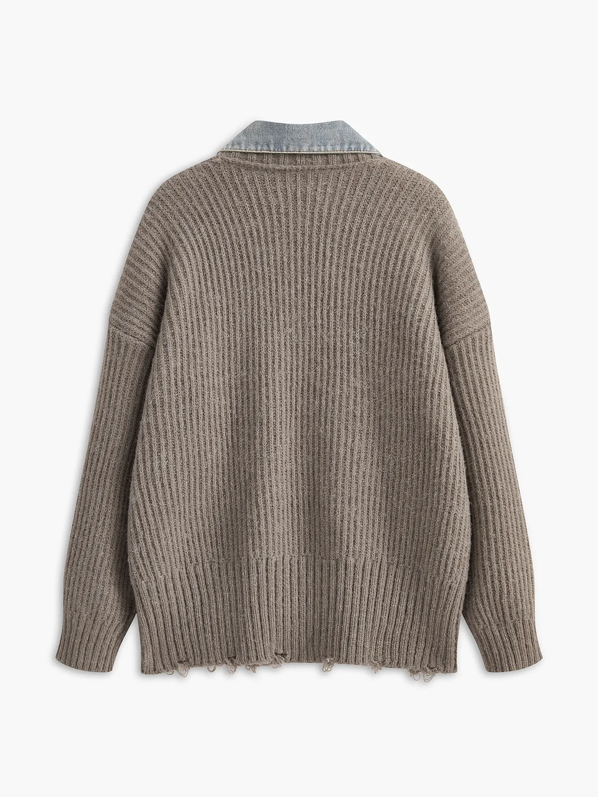 Ribbed Panel Button Knit Outerwear sold by COMMENSE product image thumbnail 2
