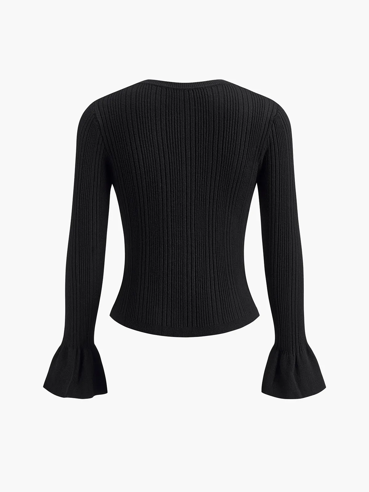 Pearl Decor Ruffle-Cuff Knit Top sold by COMMENSE product image thumbnail 5