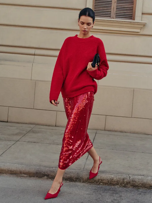 Elegant Plain Sequins Skirt sold by COMMENSE