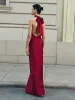 Open Back Satin Halter Dress sold by COMMENSE