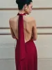 Open Back Satin Halter Dress sold by COMMENSE