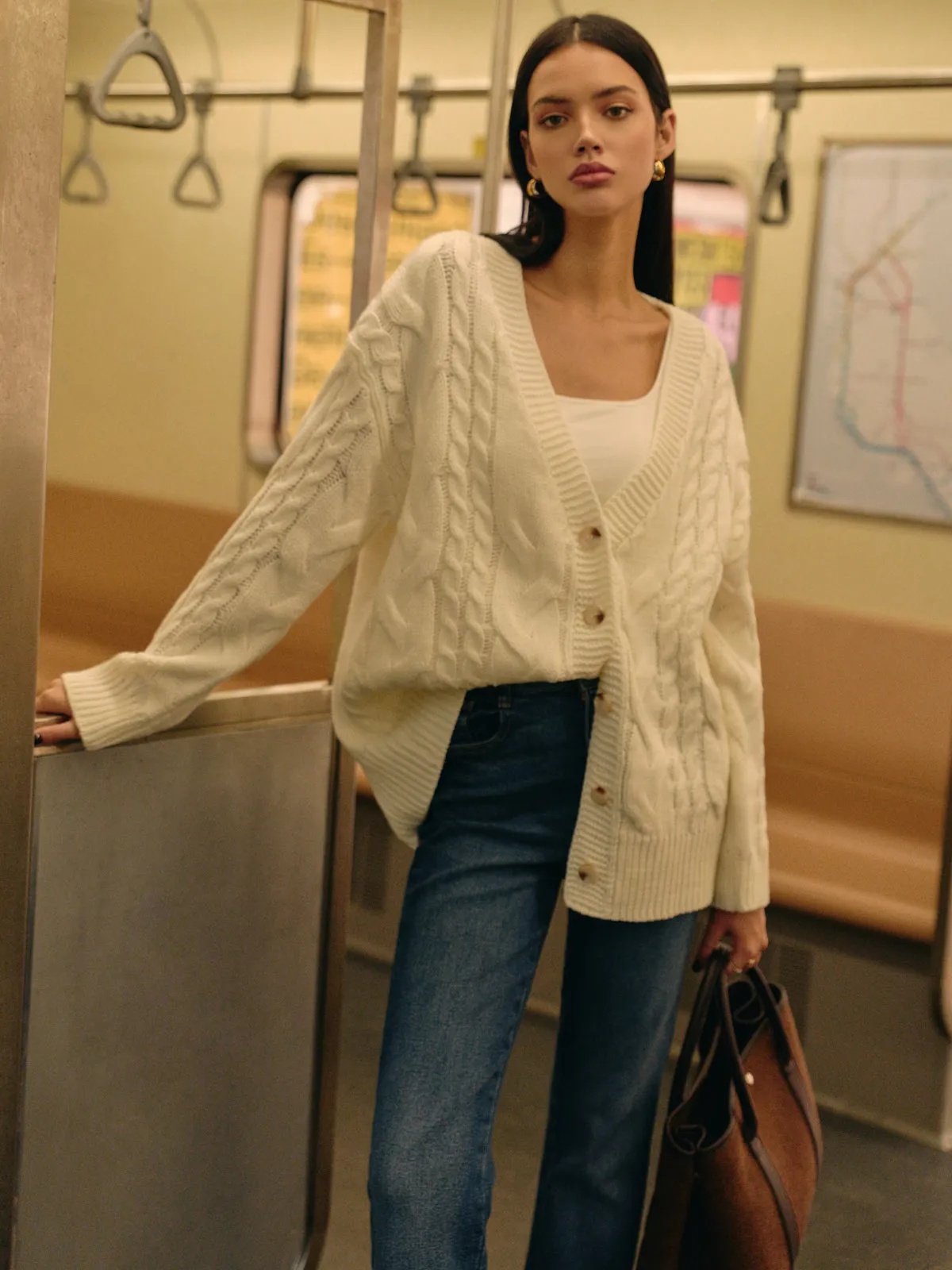 Versatile V-Neck Button Twist Cardigan sold by COMMENSE