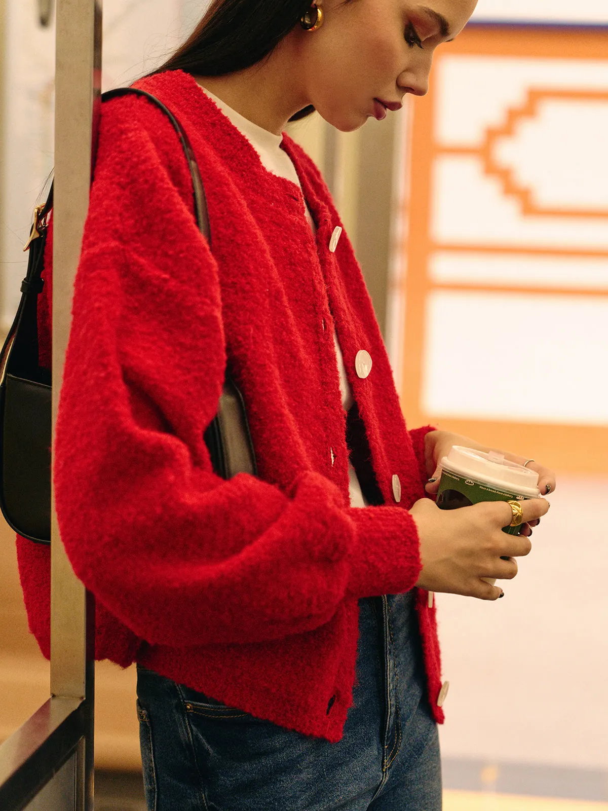 Casual Wool-Blend Button Cardigan sold by COMMENSE product image thumbnail 5