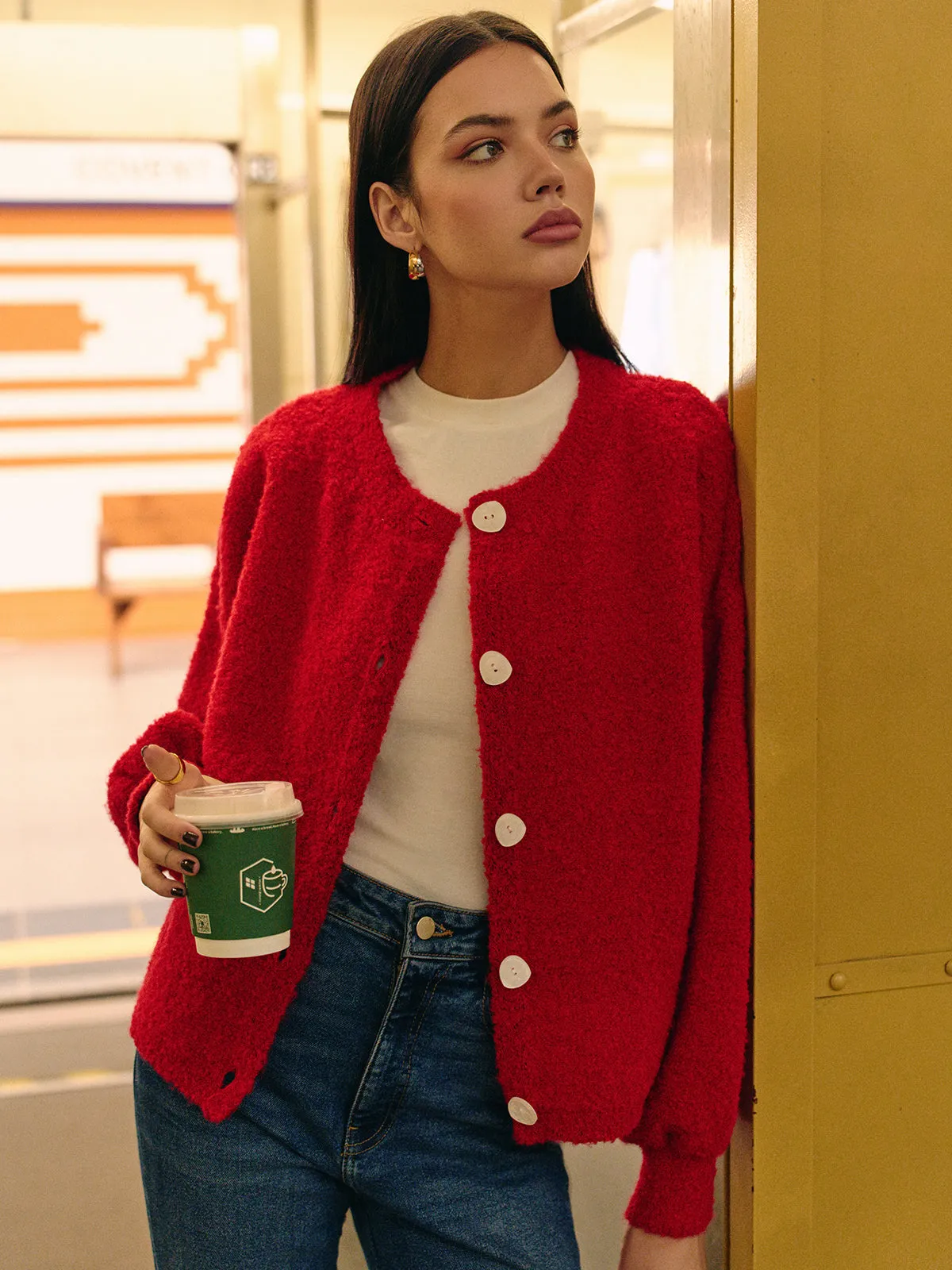 Casual Wool-Blend Button Cardigan sold by COMMENSE product image thumbnail 4