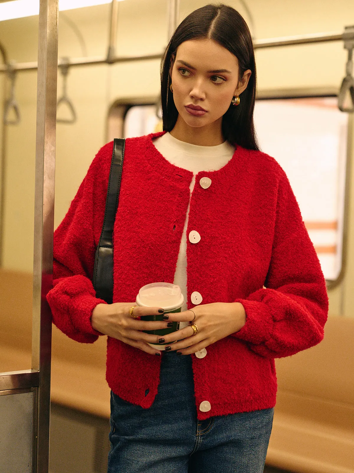 Casual Wool-Blend Button Cardigan sold by COMMENSE