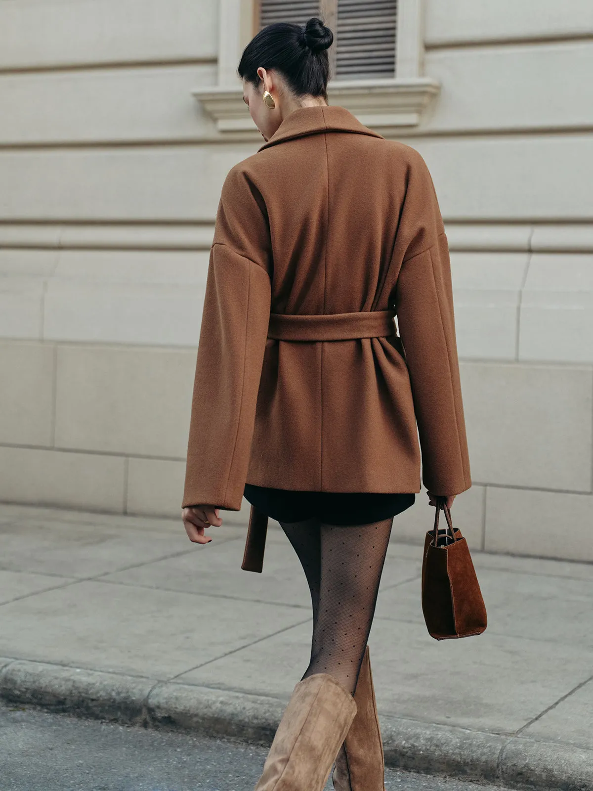 Utility Belted Tweed Coat sold by COMMENSE product image thumbnail 3