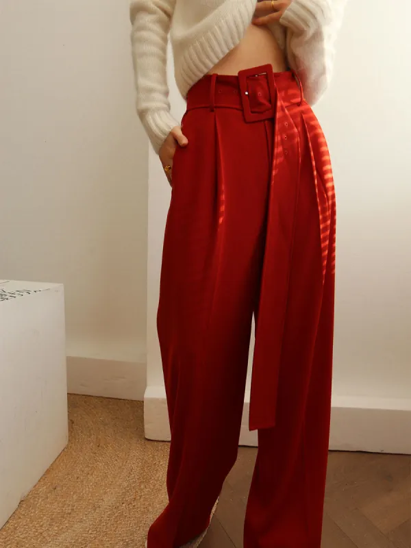 Pleated Wide Belted Pants sold by COMMENSE