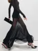 Ruffle Sheer Panel Maxi Skirt sold by COMMENSE