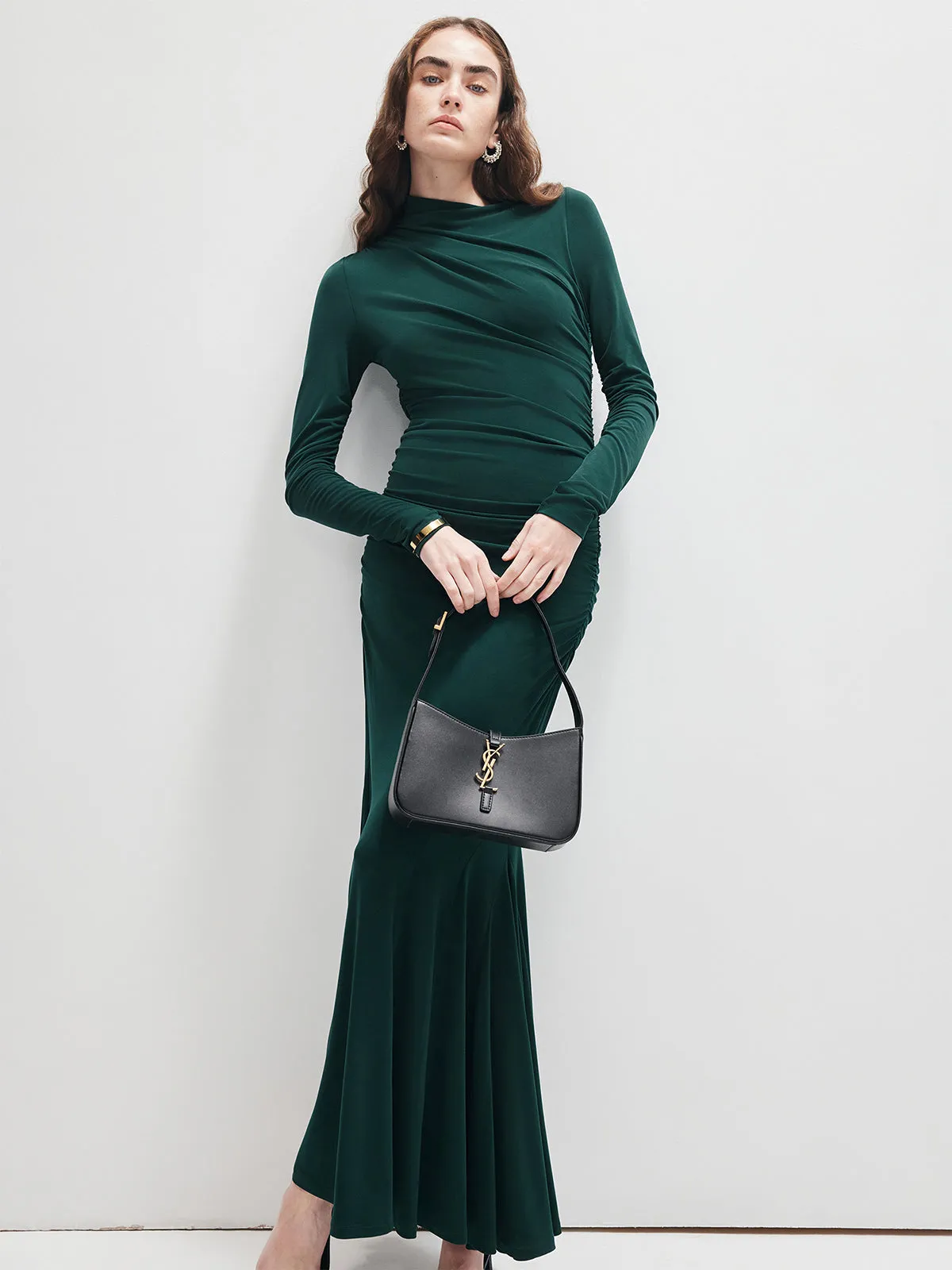 Side Pleated Ruffle Jersey Dress sold by COMMENSE