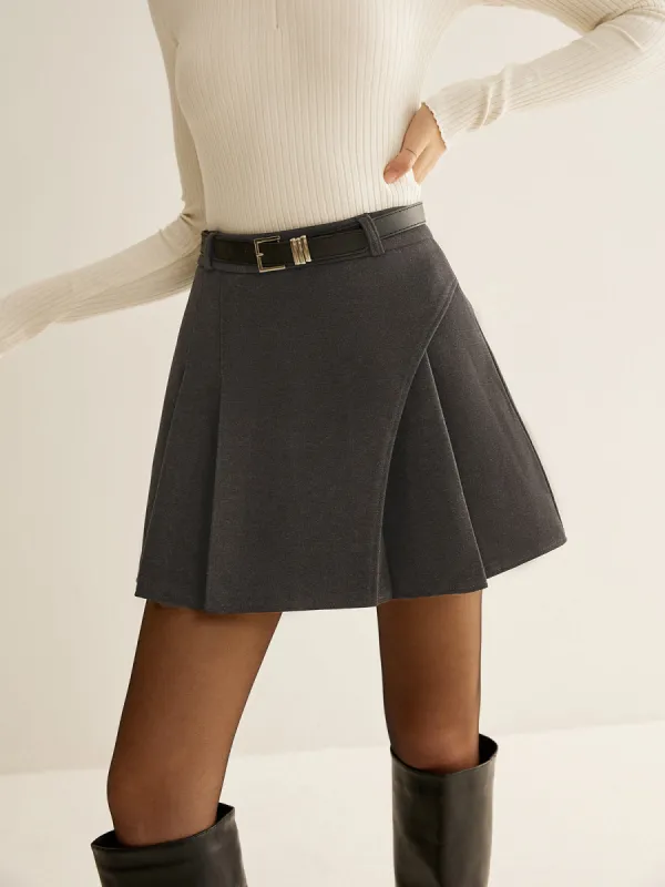 Elegant Pleated Belted Mini Skirt sold by COMMENSE