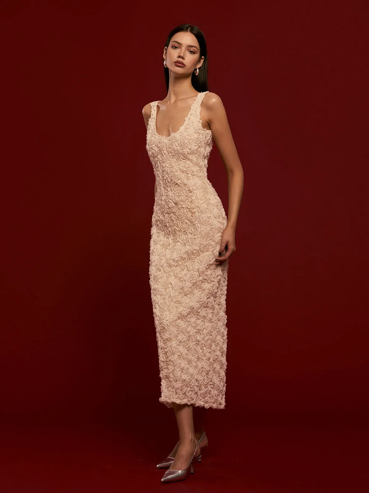 Romance 3D Flower Strappy Dress sold by COMMENSE product image thumbnail 5